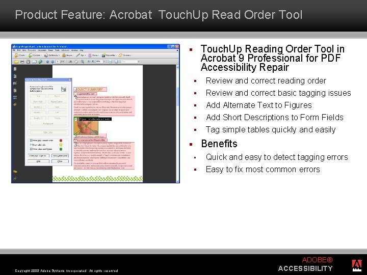 Product Feature: Acrobat Touch. Up Read Order Tool Touch. Up Reading Order Tool in