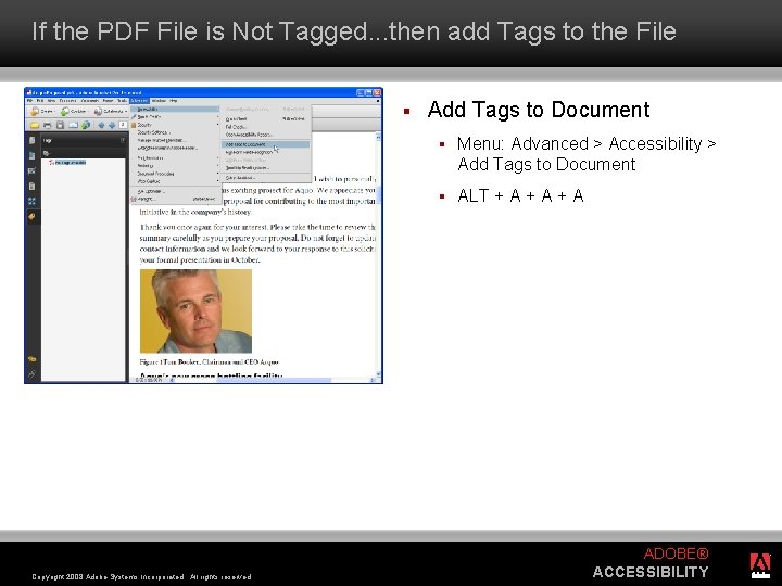 If the PDF File is Not Tagged. . . then add Tags to the