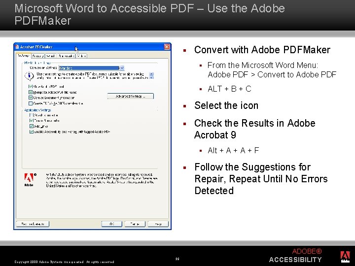 Microsoft Word to Accessible PDF – Use the Adobe PDFMaker § Convert with Adobe