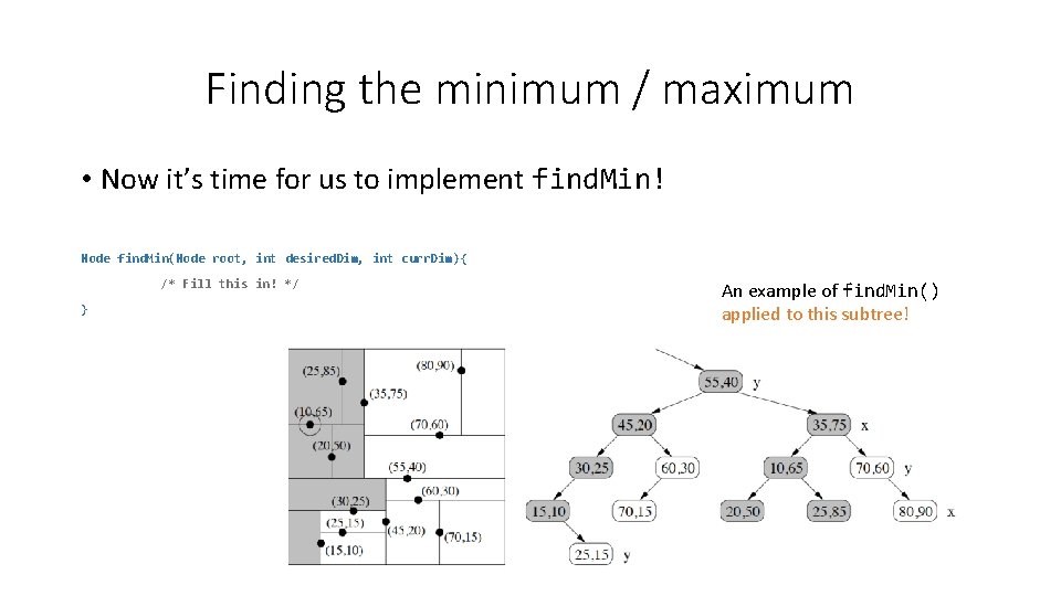 Finding the minimum / maximum • Now it’s time for us to implement find. Finding the minimum / maximum • Now it’s time for us to implement find.