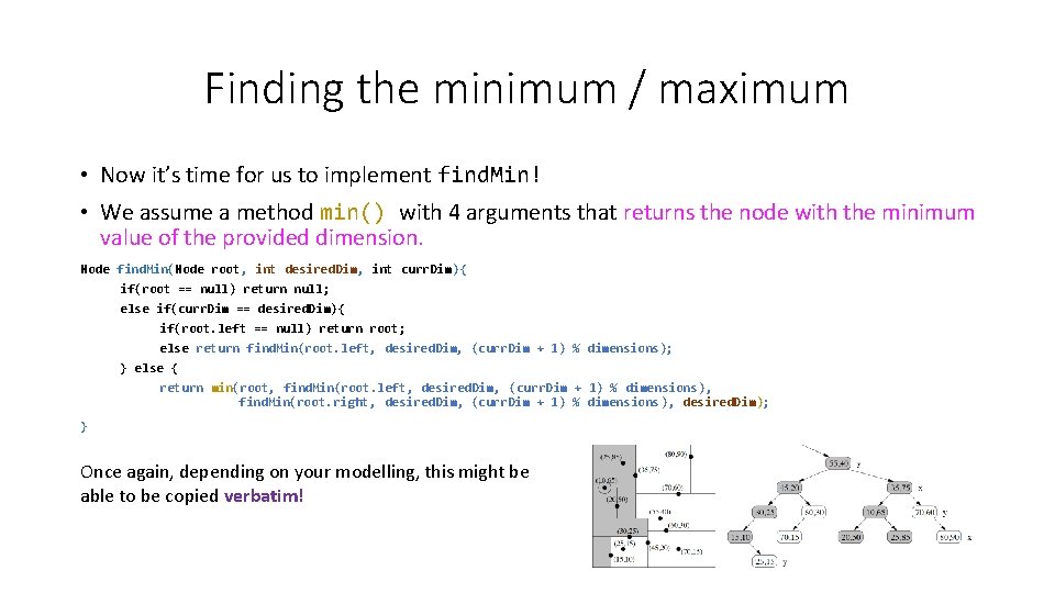 Finding the minimum / maximum • Now it’s time for us to implement find. Finding the minimum / maximum • Now it’s time for us to implement find.