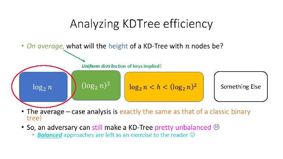 Analyzing KDTree efficiency • Uniform distribution of keys implied! Something Else Analyzing KDTree efficiency • Uniform distribution of keys implied! Something Else