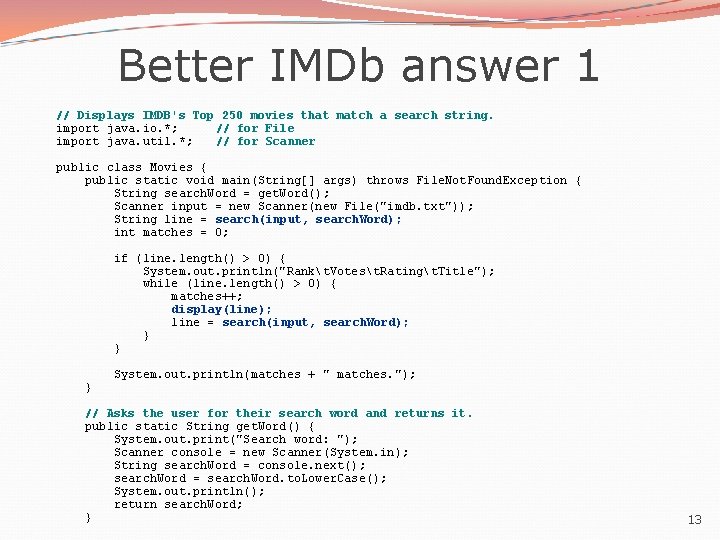 Better IMDb answer 1 // Displays IMDB's Top 250 movies that match a search Better IMDb answer 1 // Displays IMDB's Top 250 movies that match a search