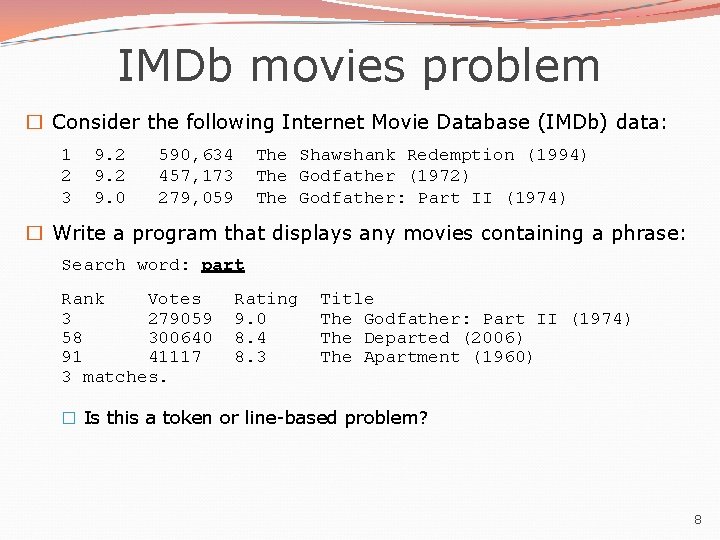 IMDb movies problem � Consider the following Internet Movie Database (IMDb) data: 1 2 IMDb movies problem � Consider the following Internet Movie Database (IMDb) data: 1 2
