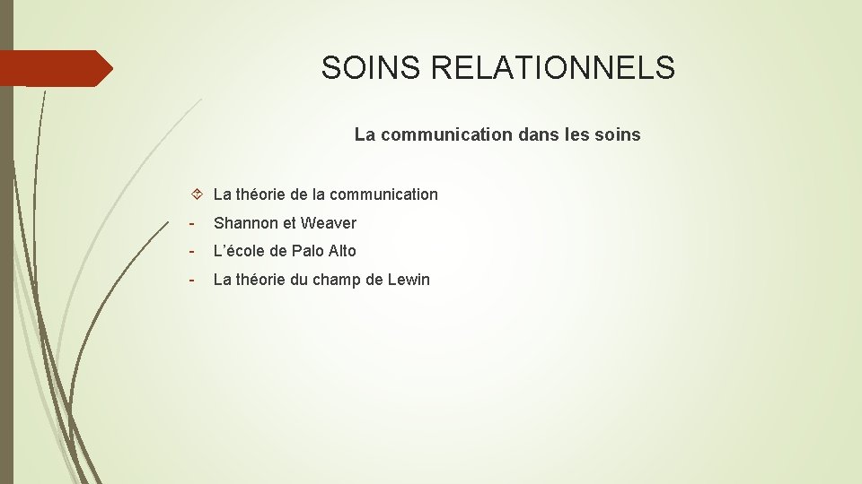 SOINS RELATIONNELS La communication dans les soins La théorie de la communication - Shannon