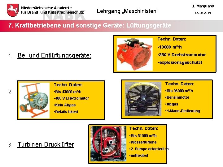 NABK Niedersächsische Akademie für Brand- und Katastrophenschutz U. Marquardt Lehrgang „Maschinisten“ 05. 2014 7.