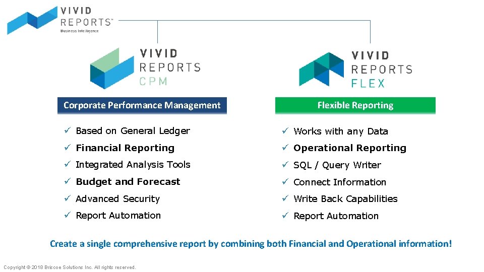 Corporate Performance Management Flexible Reporting ü Based on General Ledger ü Works with any