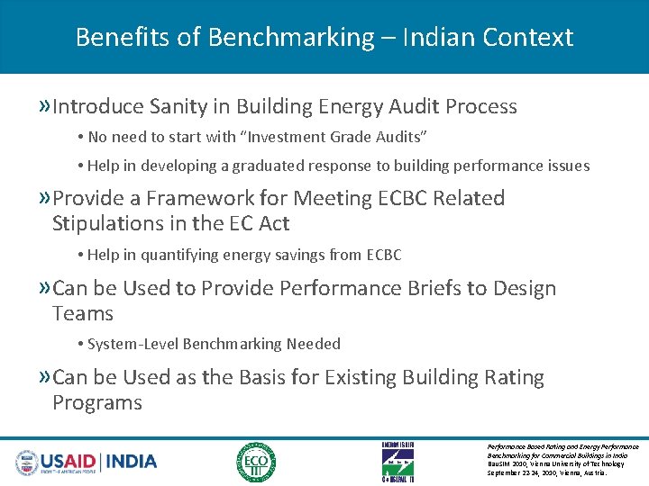 Benefits of Benchmarking – Indian Context » Introduce Sanity in Building Energy Audit Process