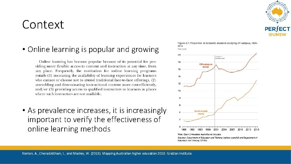 Context • Online learning is popular and growing • As prevalence increases, it is