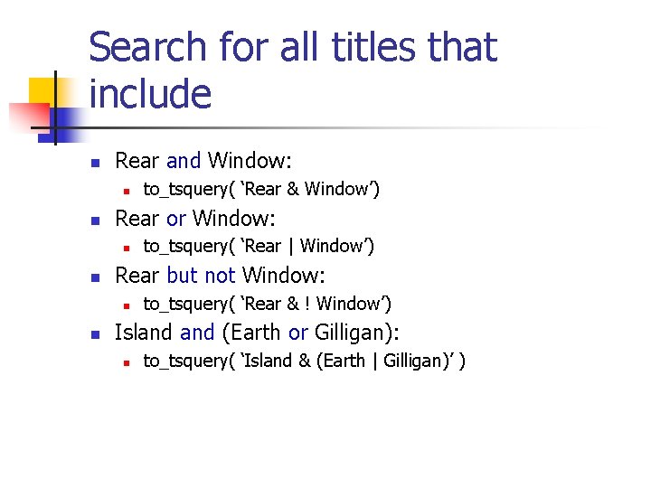 Search for all titles that include n Rear and Window: n n Rear or