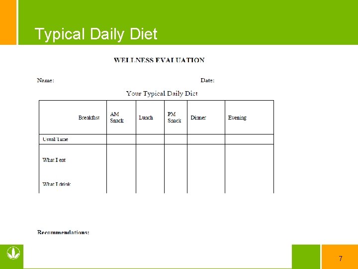 Typical Daily Diet 7 