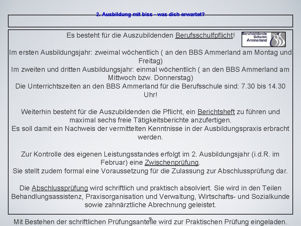 2. Ausbildung mit biss - was dich erwartet? Es besteht für die Auszubildenden Berufsschulfpflicht!