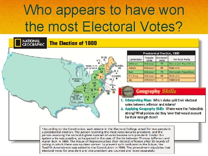 Who appears to have won the most Electoral Votes? 