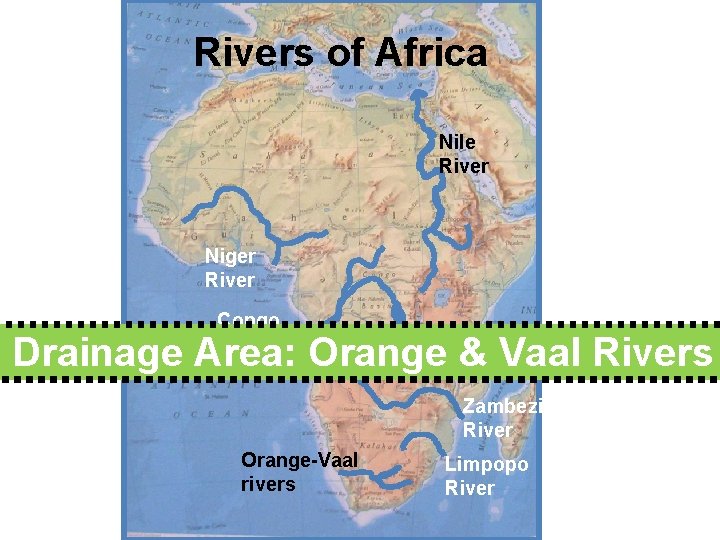 Rivers of Africa Nile River Niger River Congo River Drainage Area: Orange & Vaal