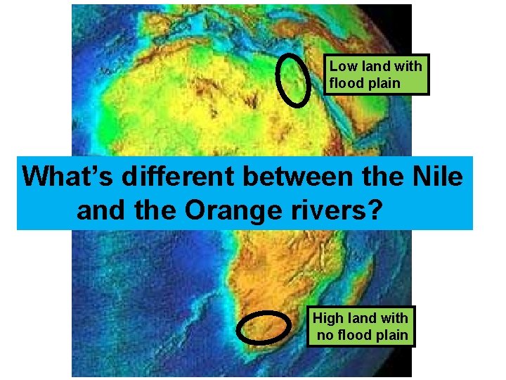 Low land with flood plain What’s different between the Nile and the Orange rivers?