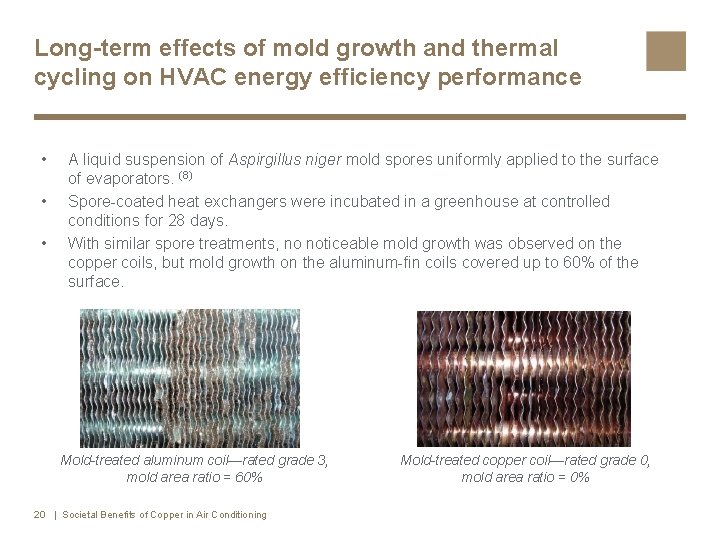 Long-term effects of mold growth and thermal cycling on HVAC energy efficiency performance •