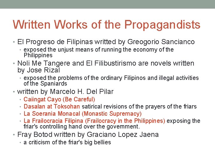 Written Works of the Propagandists • El Progreso de Filipinas writted by Greogorio Sancianco