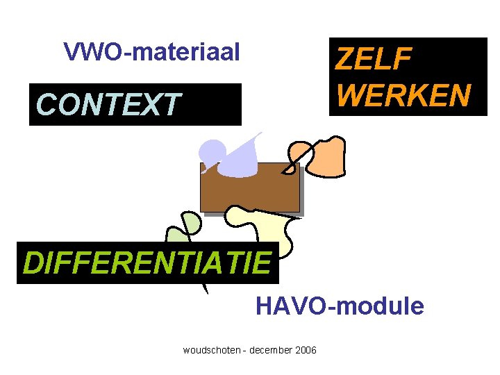 VWO-materiaal ZELF WERKEN CONTEXT DIFFERENTIATIE HAVO-module woudschoten - december 2006 