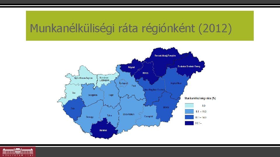 Munkanélküliségi ráta régiónként (2012) 21 