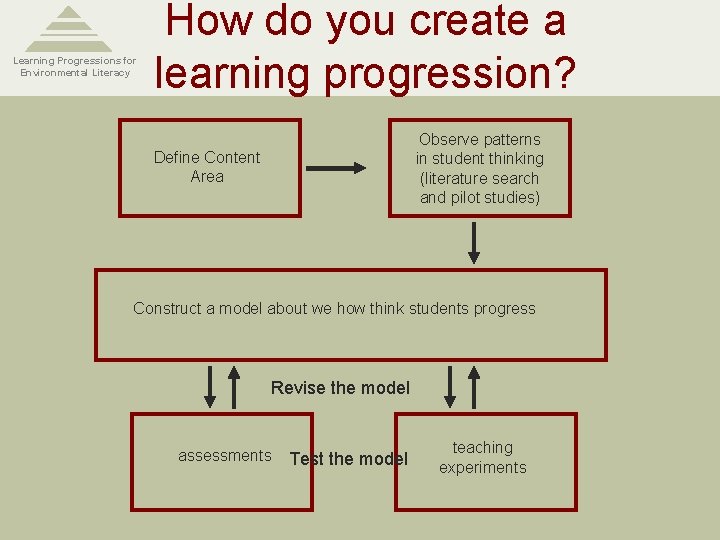 Learning Progressions for Environmental Literacy How do you create a learning progression? Observe patterns