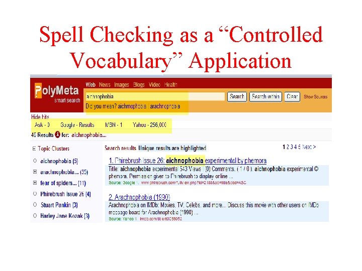 Spell Checking as a “Controlled Vocabulary” Application 