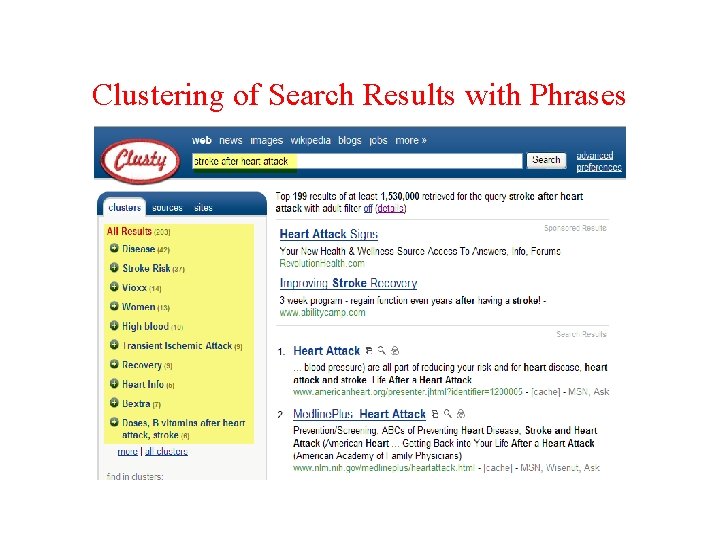 Clustering of Search Results with Phrases 