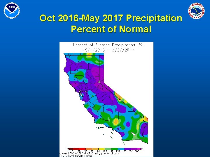 Oct 2016 -May 2017 Precipitation Percent of Normal 