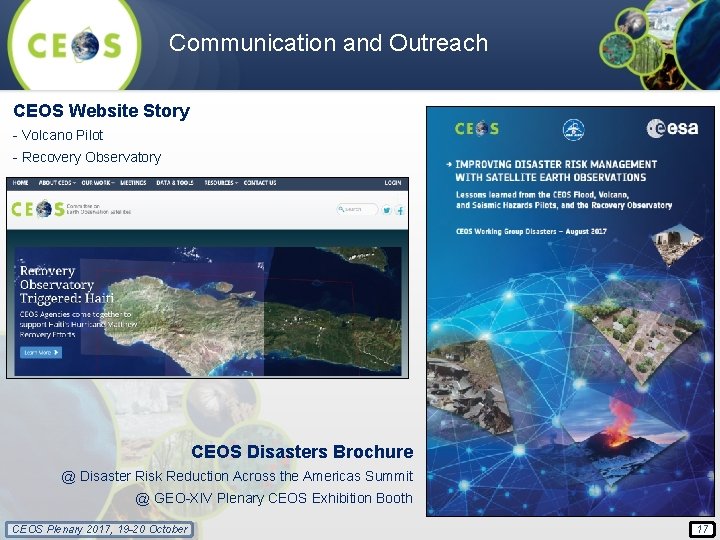 Communication and Outreach CEOS Website Story - Volcano Pilot - Recovery Observatory CEOS Disasters