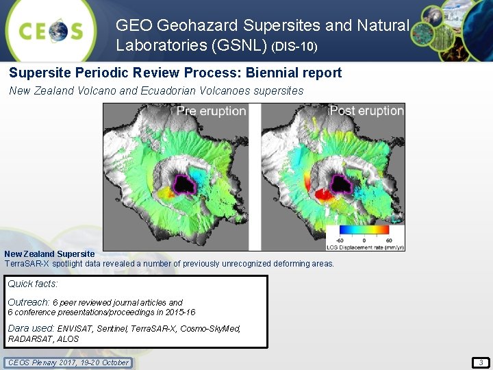 GEO Geohazard Supersites and Natural Laboratories (GSNL) (DIS-10) Supersite Periodic Review Process: Biennial report