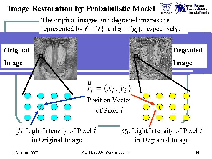 Image Restoration by Probabilistic Model The original images and degraded images are represented by