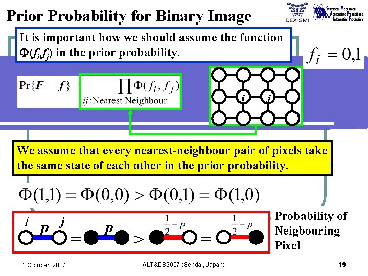 Prior Probability for Binary Image It is important how we should assume the function