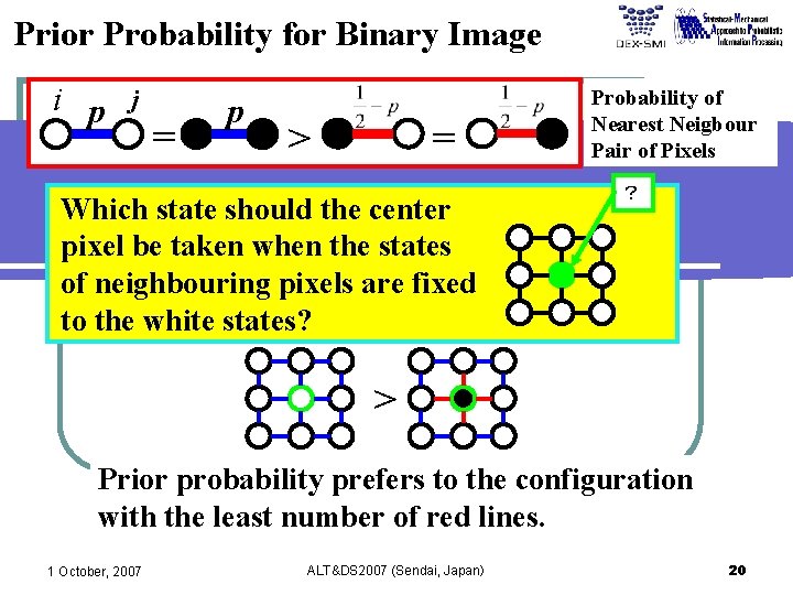 Prior Probability for Binary Image i p j = p > = Which state