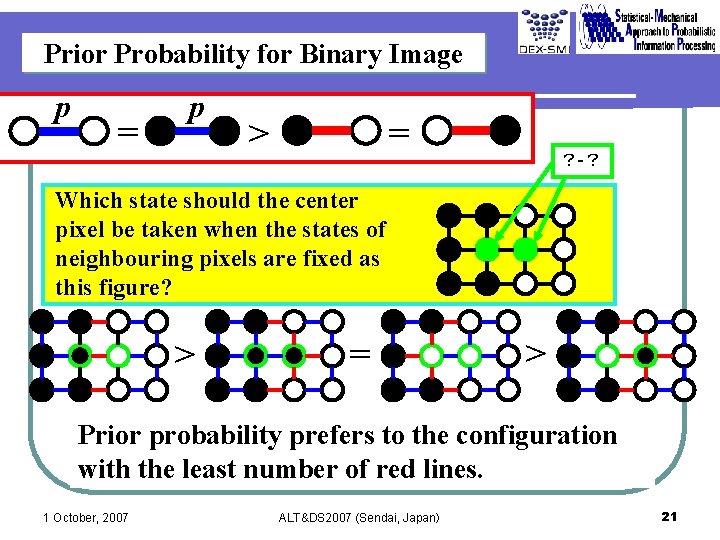 Prior Probability for Binary Image p = p > = ？-？ Which state should