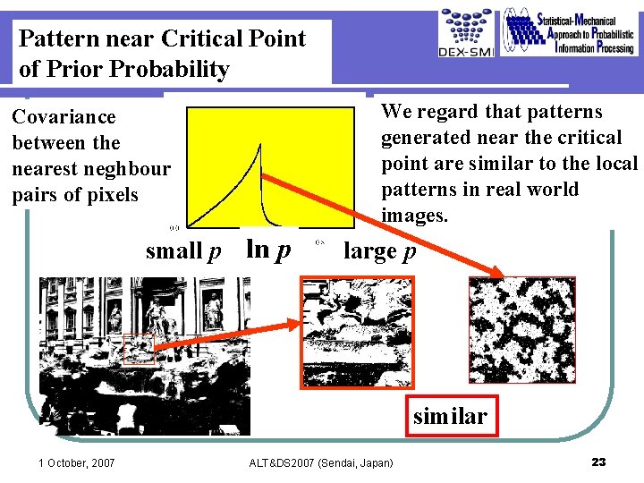 Pattern near Critical Point of Prior Probability We regard that patterns generated near the