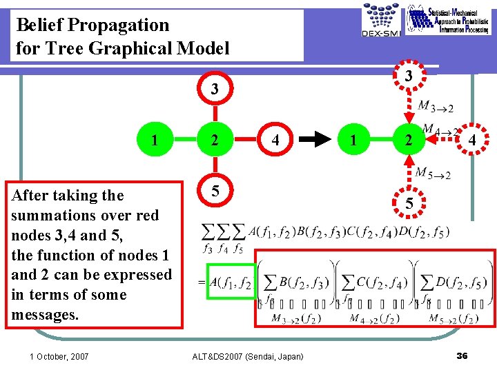 Belief Propagation for Tree Graphical Model 3 3 1 After taking the summations over
