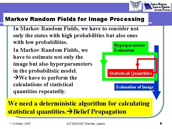 Markov Random Fields for Image Processing In Markov Random Fields, we have to consider