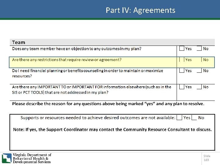Part IV: Agreements Slide 103 