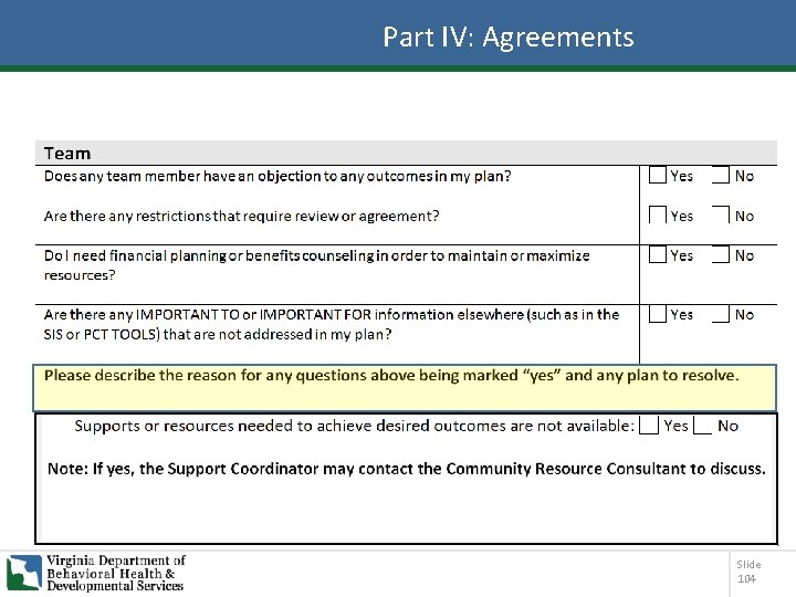 Part IV: Agreements Slide 104 
