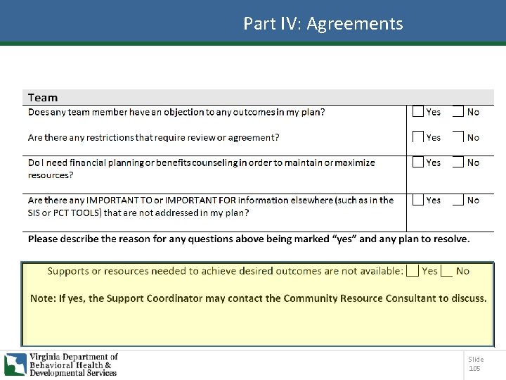 Part IV: Agreements Slide 105 