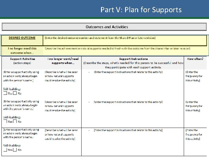Part V: Plan for Supports Slide 110 
