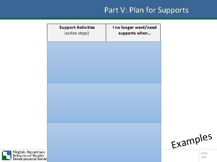 Part V: Plan for Supports E s e l p xam Slide 119 