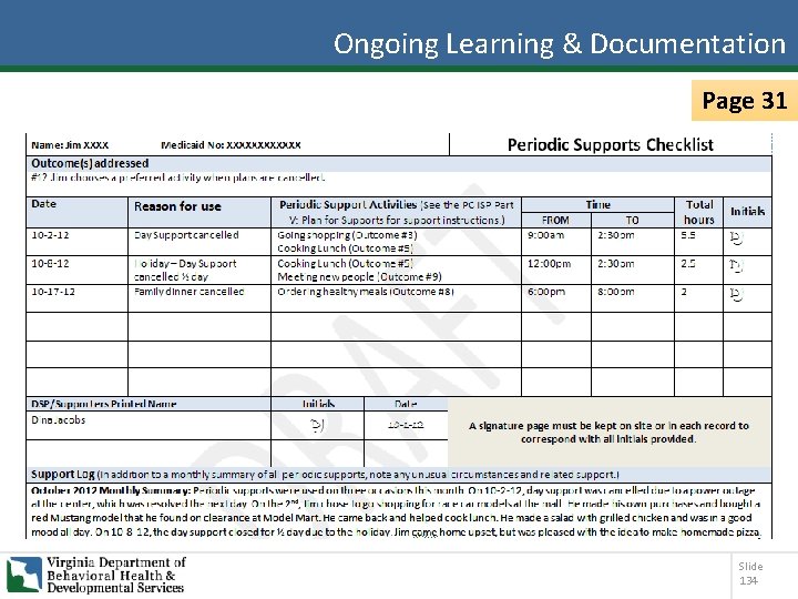 Ongoing Learning & Documentation Page 31 Slide 134 