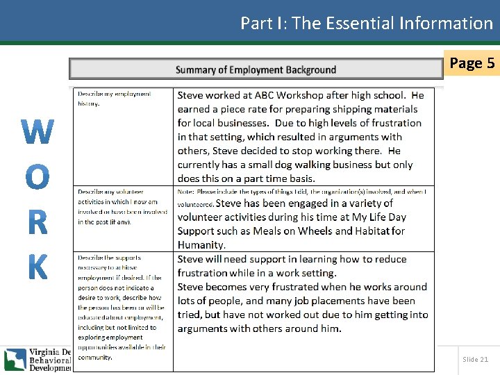 Part I: The Essential Information Page 5 Slide 21 