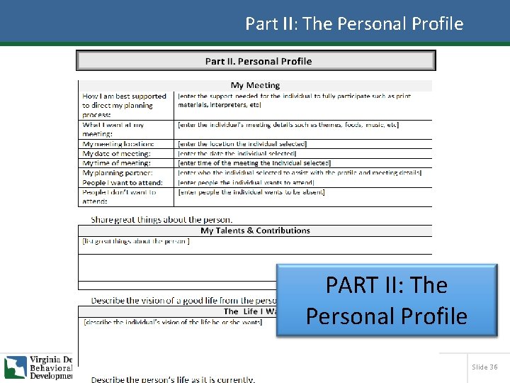 Part II: The Personal Profile PART II: The Personal Profile Slide 36 