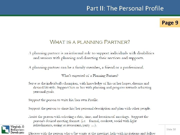 Part II: The Personal Profile Page 9 Slide 38 