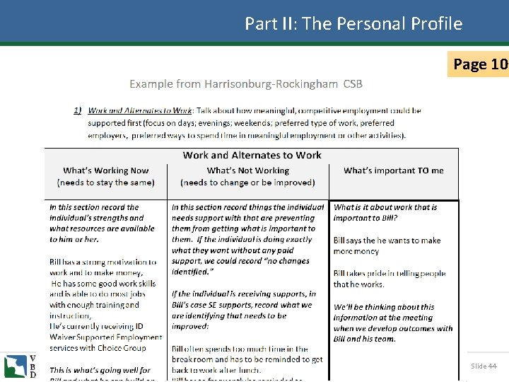 Part II: The Personal Profile Page 10 Slide 44 