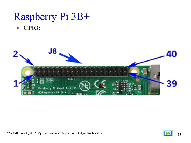 Raspberry Pi 3 B+ GPIO: "The Pi 4 J Project", http: //pi 4 j. Raspberry Pi 3 B+ GPIO: "The Pi 4 J Project", http: //pi 4 j.