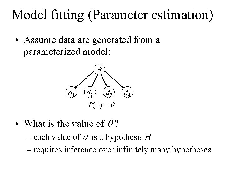 Model fitting (Parameter estimation) • Assume data are generated from a parameterized model: q