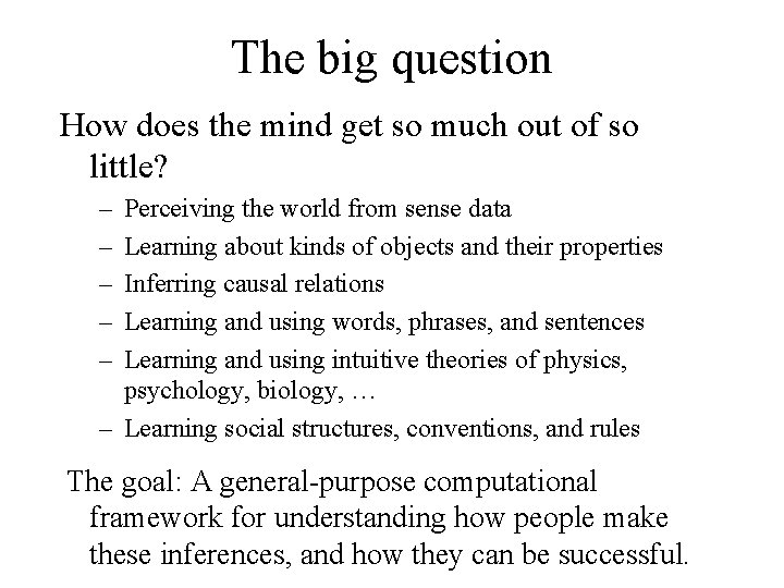 The big question How does the mind get so much out of so little?