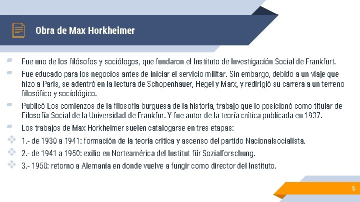 Obra de Max Horkheimer ▰ ▰ Fue uno de los filósofos y sociólogos, que Obra de Max Horkheimer ▰ ▰ Fue uno de los filósofos y sociólogos, que